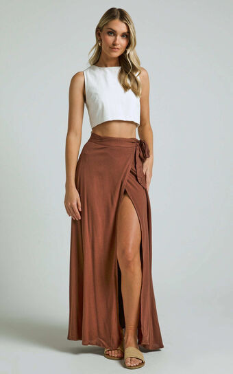 Break A Leg Maxi Skirt - Wrap Tie Skirt in Espresso | Showpo (US, UK & Europe)