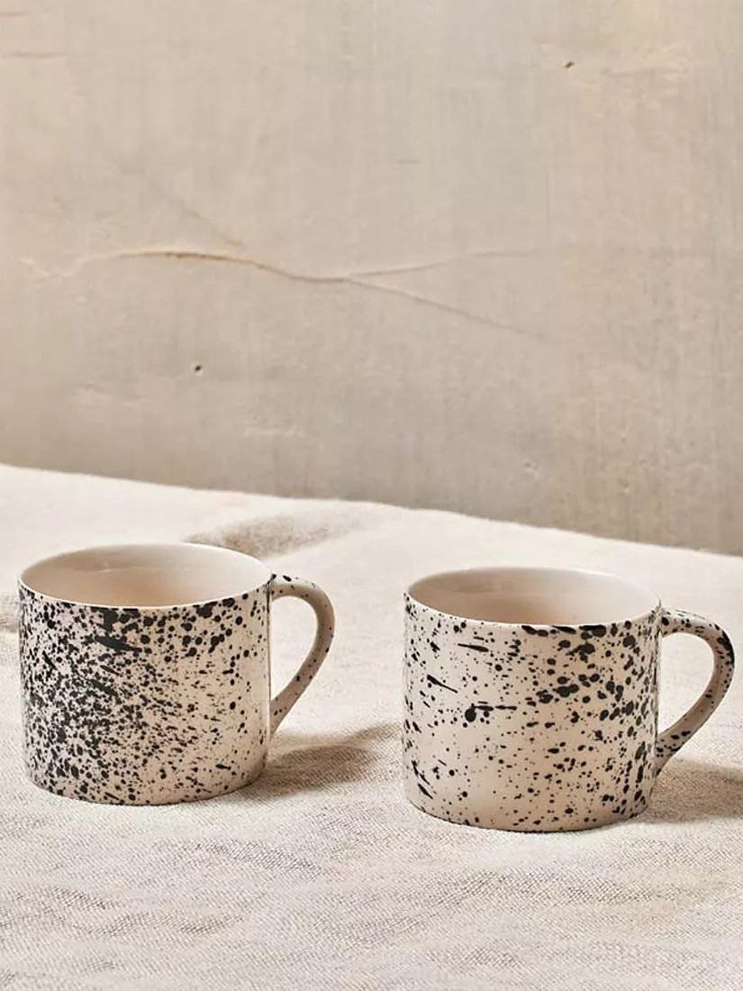 Nkuku Ama Splatter Mug, Set of 2, 200ml, White | John Lewis (UK)