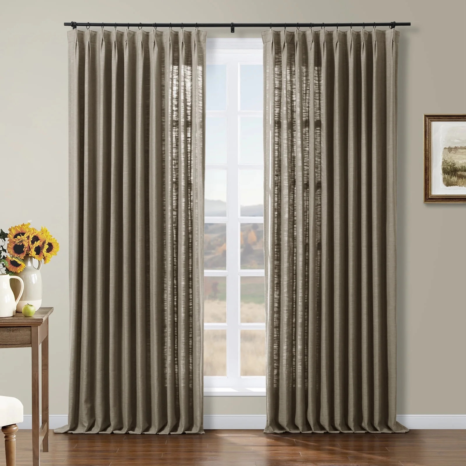 TWOPAGES Linen Blend 26 W X 102 Inch Pinch Pleat Drapery Sun Filtering Window Treatment Curtain f... | Walmart (US)