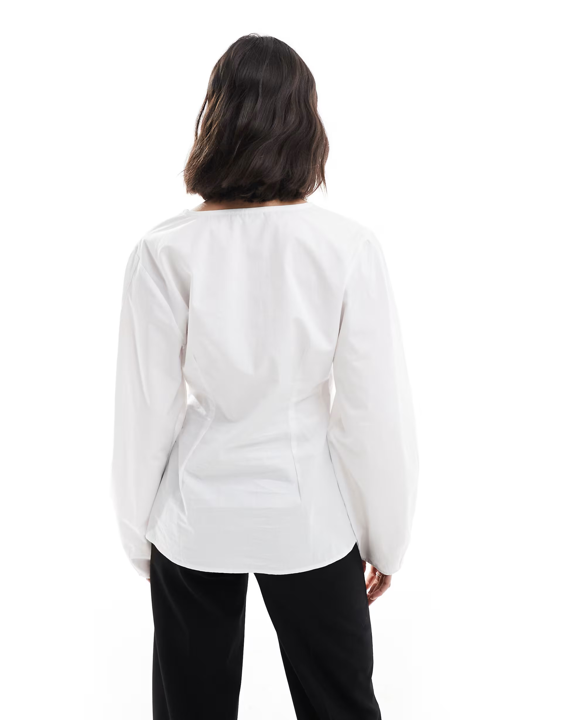 ASOS DESIGN poplin wrap placket cocoon sleeve shirt in white | ASOS (Global)