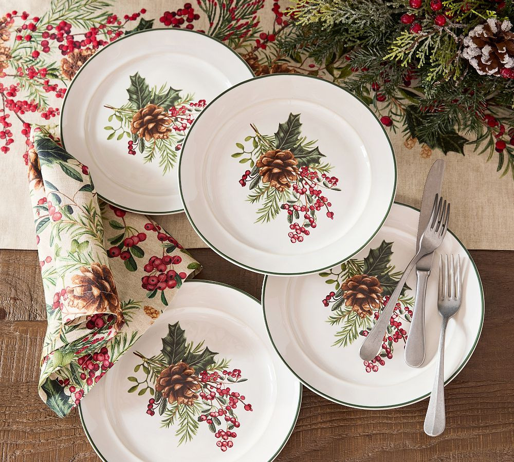 Holly Berry Stoneware Salad Plates - Set of 4 | Pottery Barn (US)