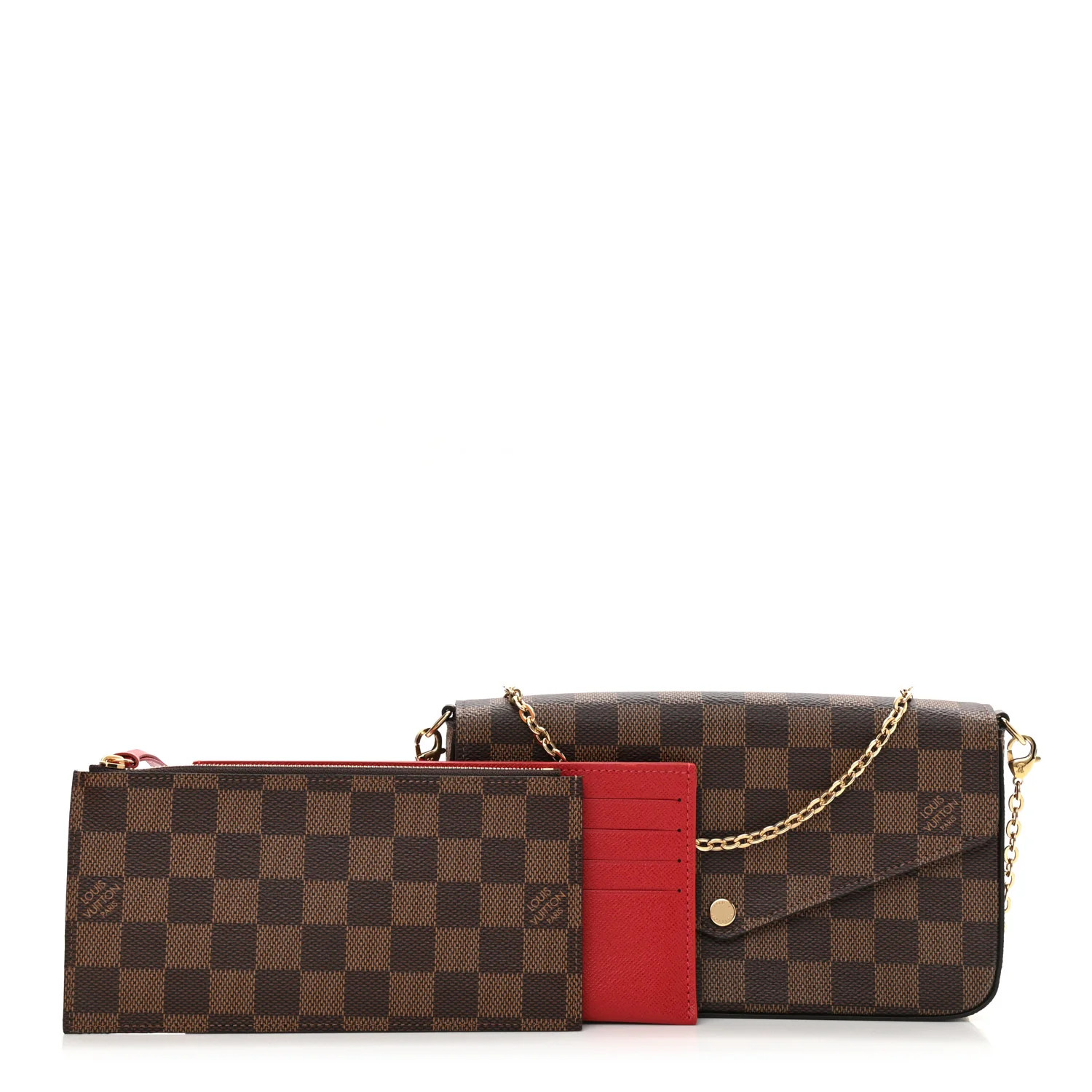 Damier Ebene Pochette Felicie Chain Wallet | FASHIONPHILE (US)