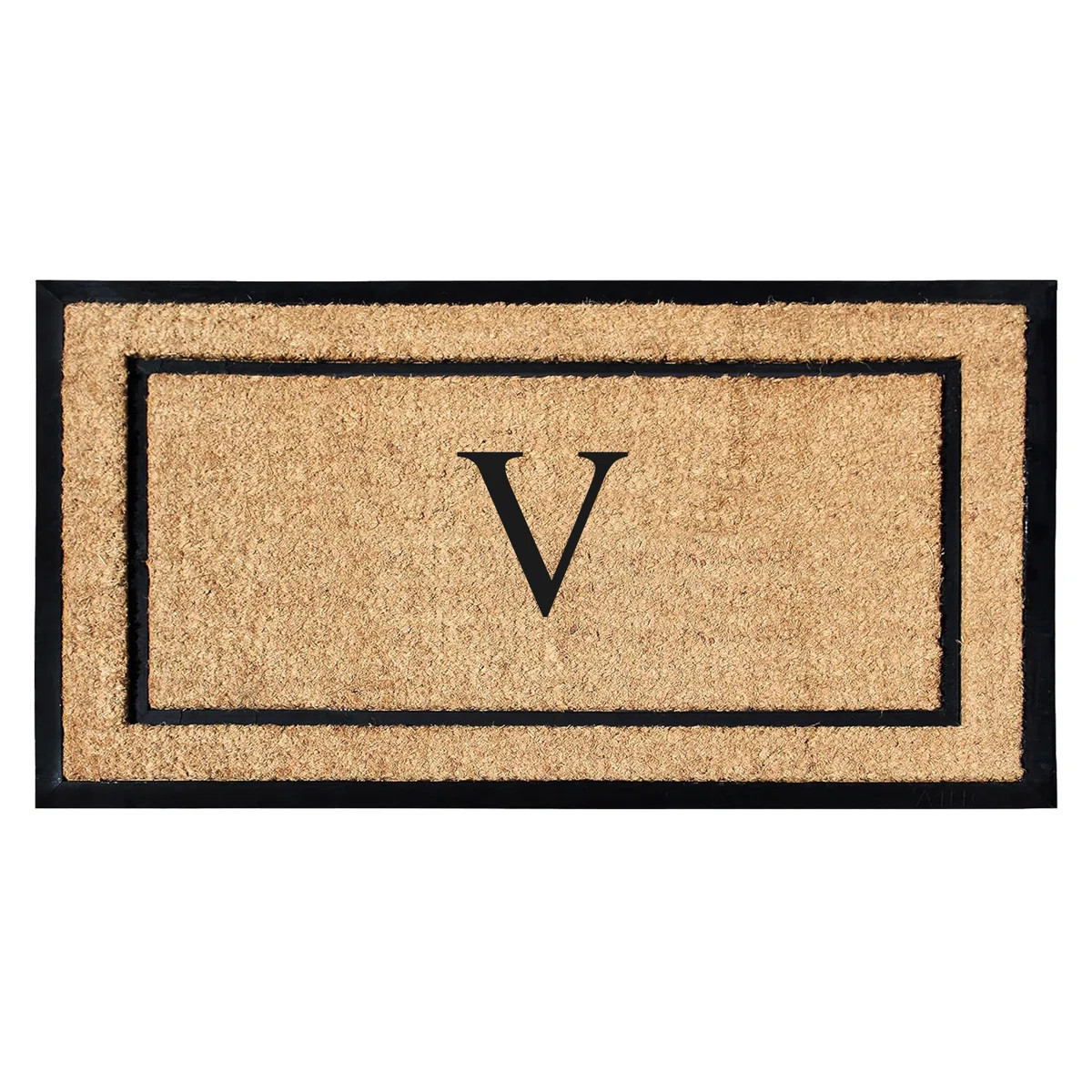 Danielian Rubber Coir Classic Border Monogrammed Doormat  24" x 48" Non-Slip Outdoor Door Mat | Wayfair North America