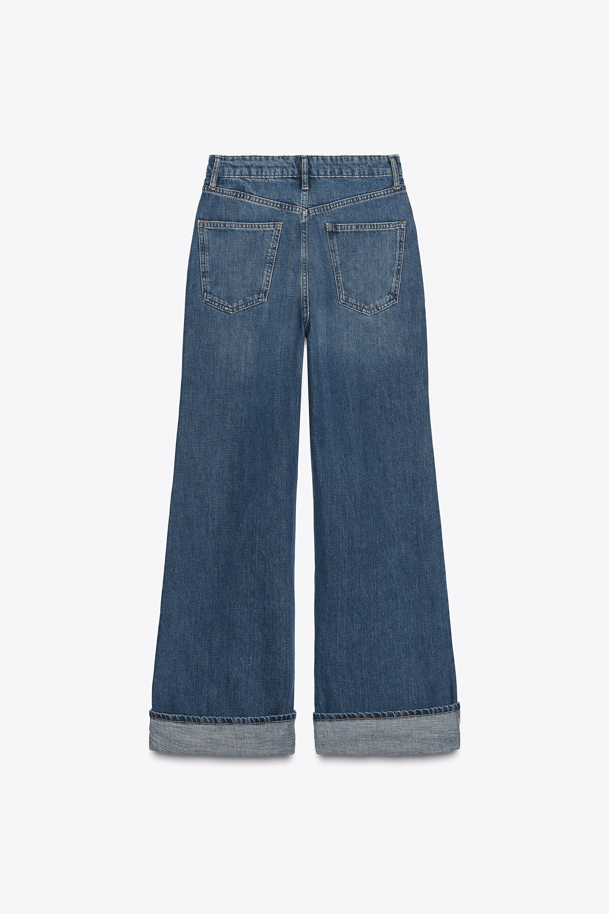 ZW COLLECTION MID-RISE TURN-UP HEM JEANS | Zara US