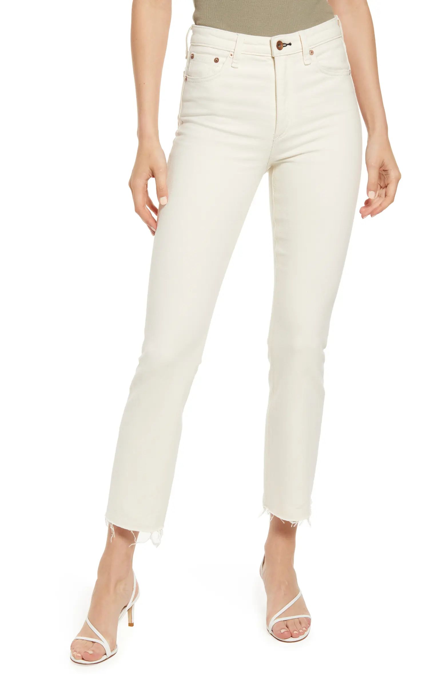 Nina High Waist Raw Hem Ankle Flare Jeans | Nordstrom