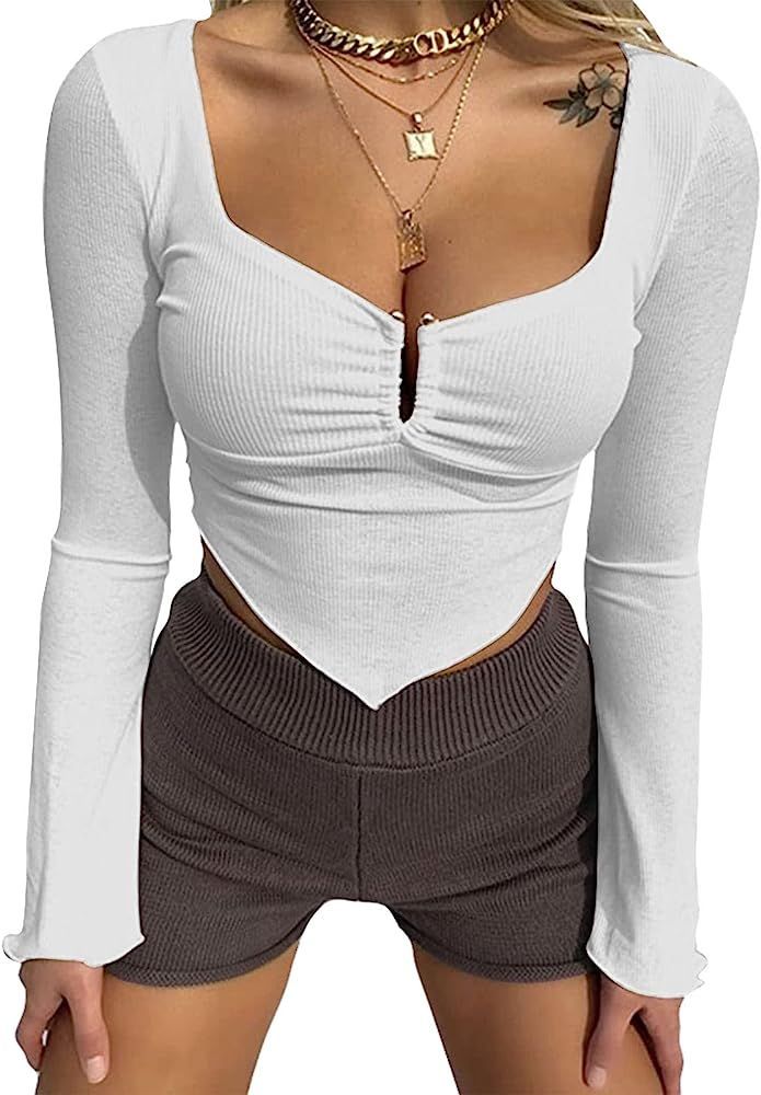 Women's Ruffle Sleeveless Tie Up Back Linen Crop Top | Amazon (US)