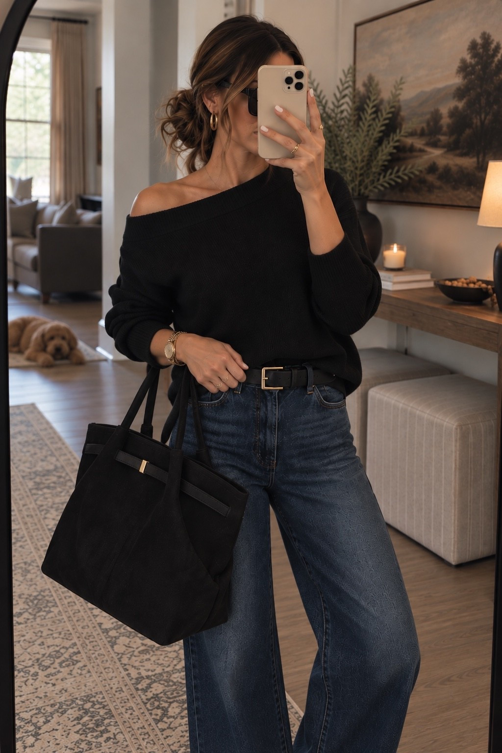 Easy fall outfit for women over 40 🖤 Styling Abercrombie barrel jeans with a black merino sweater, pointed ankle boots and classic gold accessories. Simple, flattering and polished without feeling overdressed. #Over40Style #FallFashion #AbercrombieFinds #FallOutfitIdeas #CasualChic #LTKOver40

#LTKootd #LTKgrwm #LTKOver40