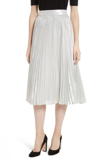 Women's Kate Spade New York Metallic Pleat Midi Skirt, Size 6 - Metallic | Nordstrom