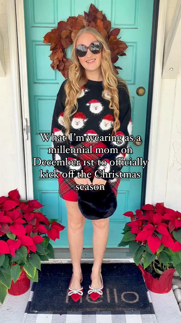 Christmas party outfit idea 🎄🎁 ON SALE today for Black Friday/Cyber Monday with codes BLK20 and BLK25 ✨

The cutest little Santa sweater and plaid skirt is perfect for a cutie holiday look! 

Wearing M in skirt and top at 150 lbs and 5’7” but skirt runs small, should’ve ordered a L! 

Holiday outfit idea, holiday look, holiday party outfit, plaid skirt, Santa sweater, bow flats, red bow shoes, holiday shoes, Christmas dress, holiday dress, winter skirt look, winter skirt, Christmas party outfit, Christmas outfit idea, Christmas style, holiday style, winter style, Christmas outfit, festive outfit, ugly Santa sweater

#LTKSeasonal #LTKHoliday #LTKStyleTip