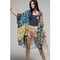 Kimono Green Blue Yellow Floral Wrap, Beach Cover Up, Bohemian, Festival, Oversized, Boho Style, Car | Etsy (US)