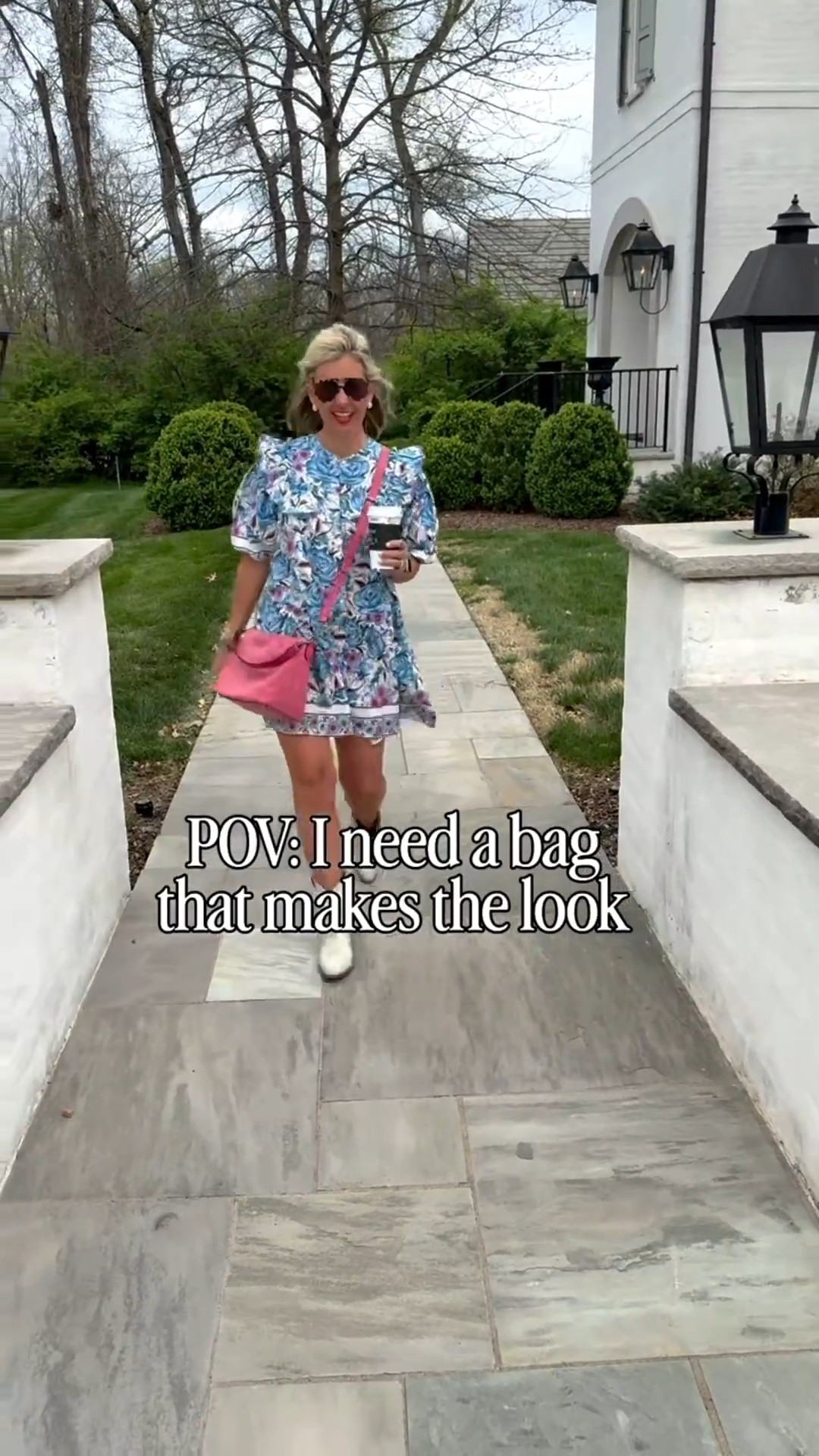 Yes, a bag can totally make your look! A pop of color is the way to go. It instantly elevates your look. Love this pink!! 
Dress- xs
Boots - 8 tts
Hoodie & tee - xs
Leggings - small 7/8
Sneaker - 8 tts