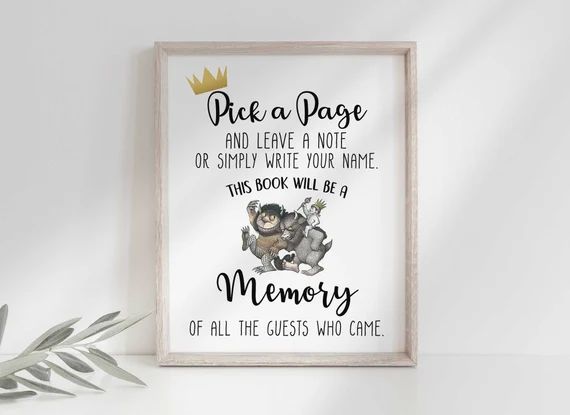 Where the Wild Things Are  Pick a Page Memory  Party Sign  | Etsy | Etsy (US)