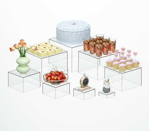 Large 8 Pcs Clear Acrylic Boxes for Display as Buffet Risers and Stands, Food Risers for Party, T... | Amazon (US)