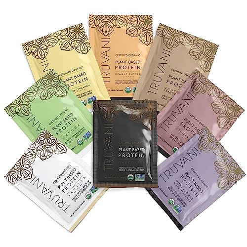 Truvani Vegan Pea Protein Powder | Sample Pack | 20g Organic Plant Based Protein | 8 Single Serving Packets | Keto | Gluten & Dairy Free | Low Carb | No Added Sugar | Amazon (US)