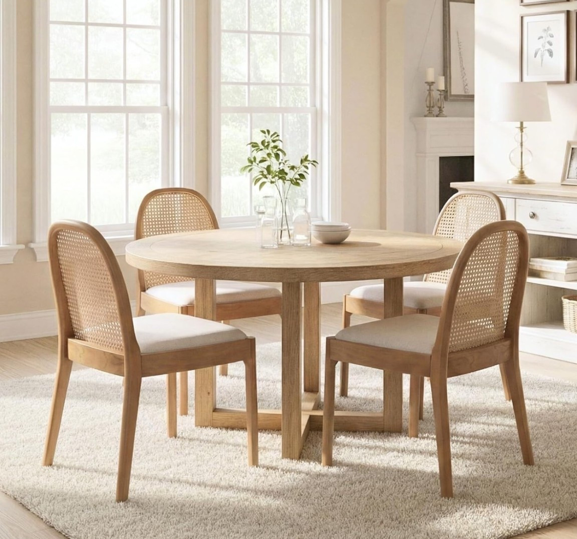 Natural rattan, soft linen, and warm wood tones. 🌿 These mid-century dining chairs bring airy texture and relaxed charm perfect for a bright, summer dining space.

Pull up a seat and stay awhile.✨

#LTKU #LTKHome #LTKSeasonal