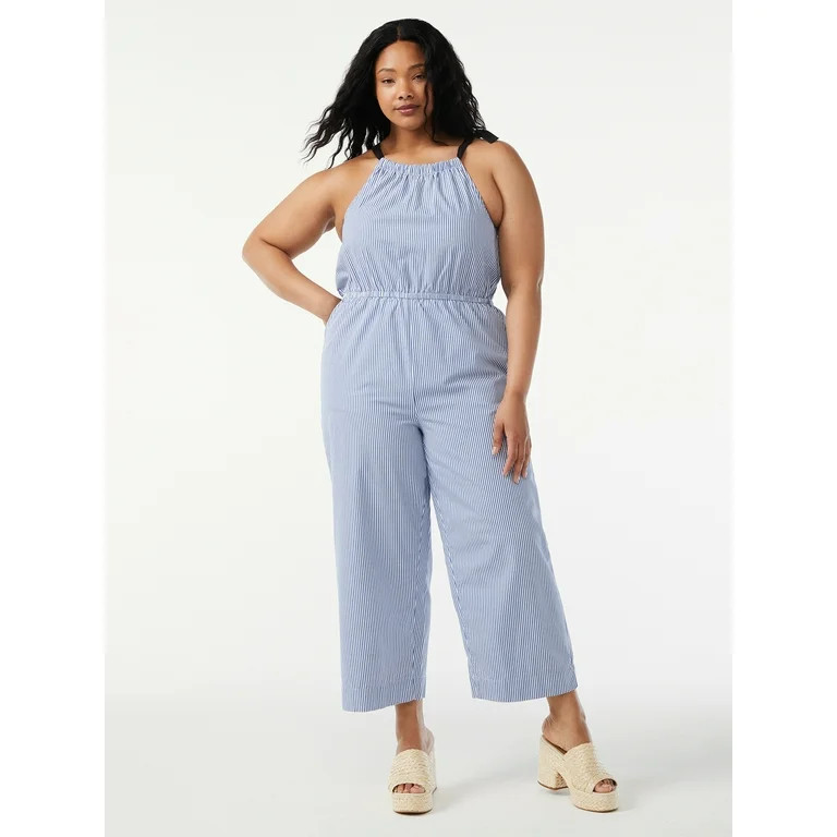 Free Assembly Women's Sleeveless Tie Neck Jumpsuit - Walmart.com | Walmart (US)