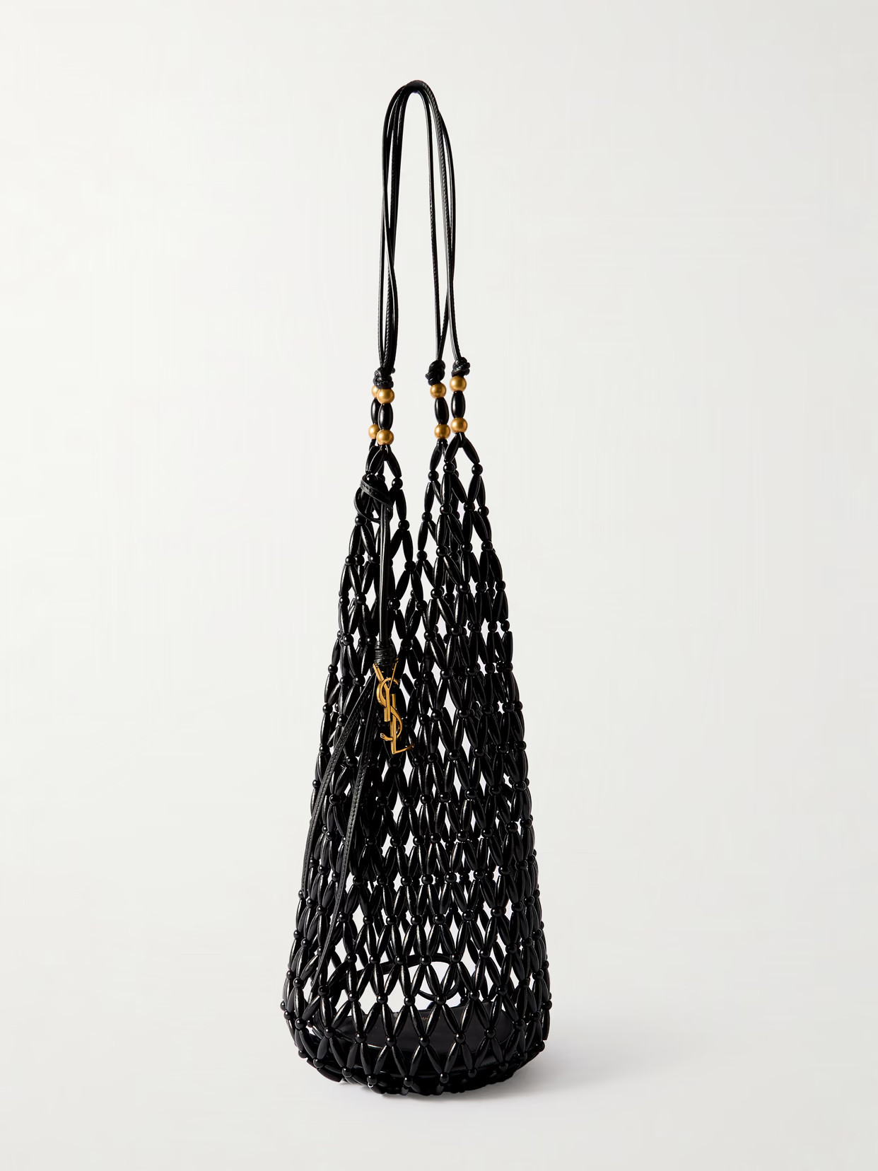 SAINT LAURENT - Beaded Embellished Leather Tote - Black | NET-A-PORTER (US)