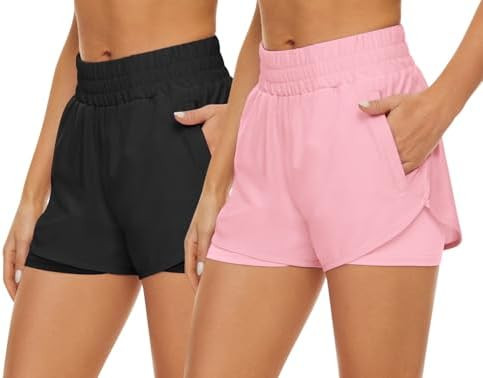 2 Pack Athletic Shorts for Women, Quick Dry Running Shorts with Pockets High Waisted Workout Gym ... | Amazon (US)
