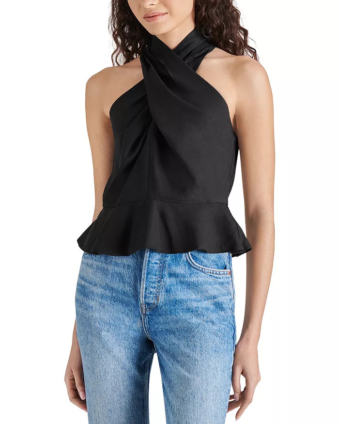 STEVE MADDEN Kosta Crossover Linen Peplum Top Women - Bloomingdale's | Bloomingdale's (US)