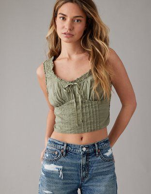 AE Cropped Pintuck Tank Top | American Eagle Outfitters (US & CA)