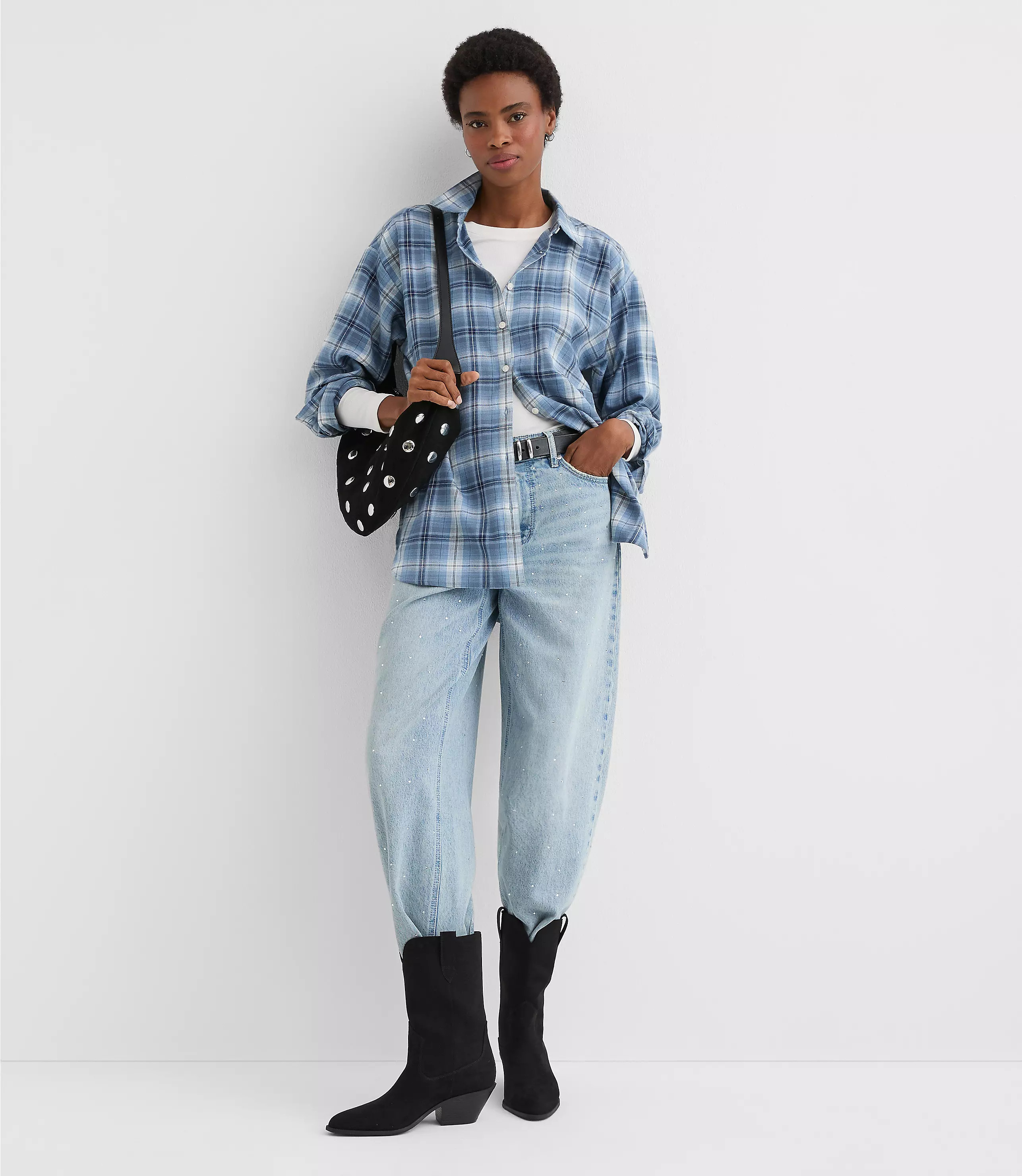 Plaid Flannel Everyday Oversized Tunic Shirt | LOFT