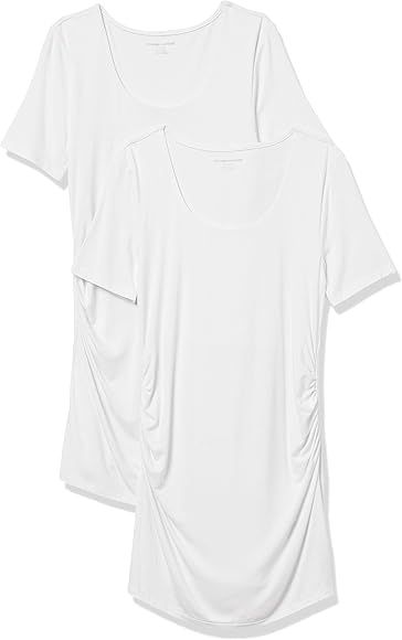 Amazon Essentials Women's Maternity 2-Pack Short-Sleeve Rouched Scoopneck T-Shirt | Amazon (US)