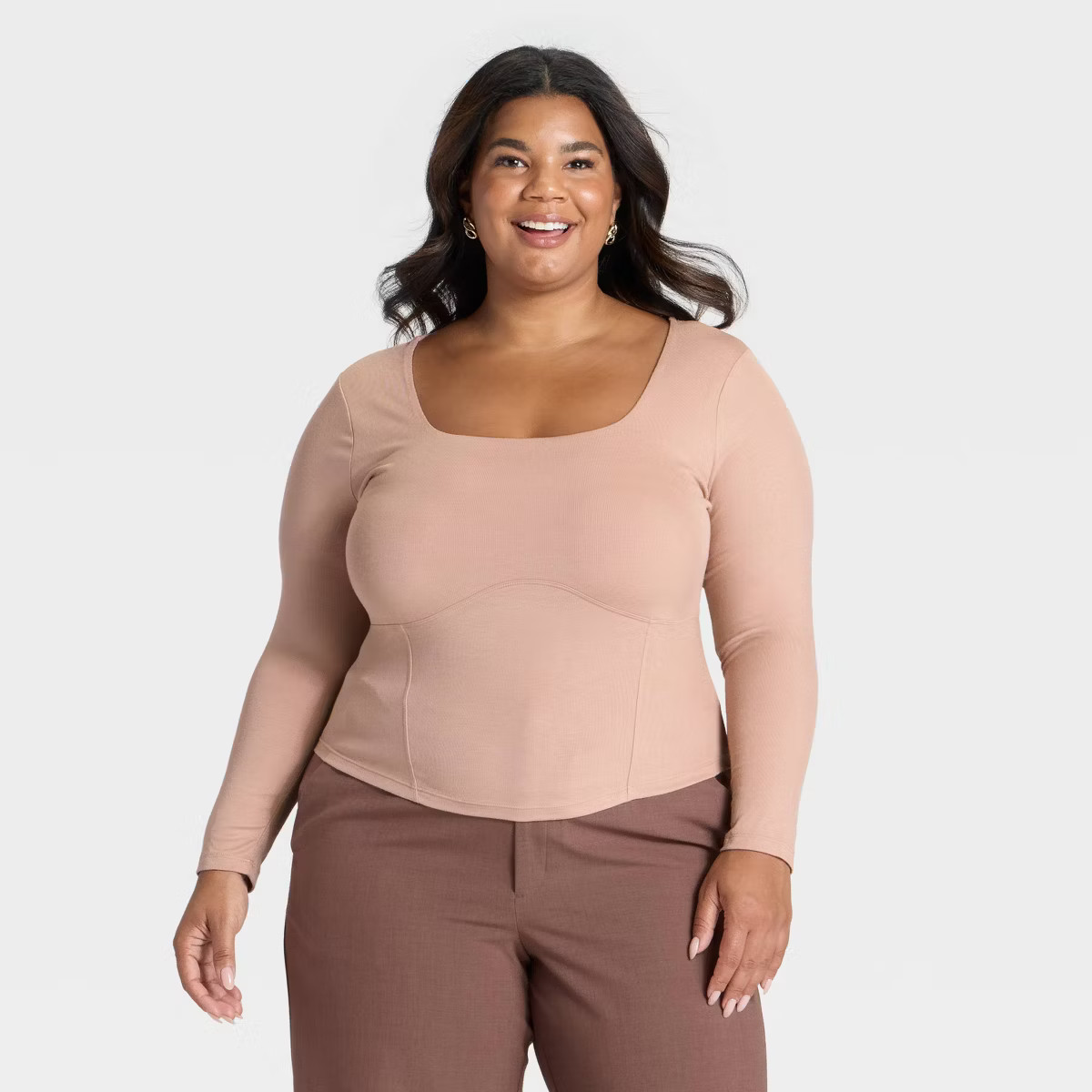 Women's Slim Fit Long Sleeve Corset Top - A New Day™ | Target