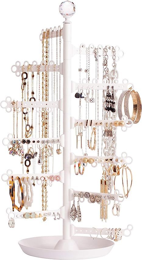 All Hung Up ~ 12-Tier 17.5" ~ High Capacity Rotating Display ~ Earrings (120 Holes) Necklaces Rin... | Amazon (US)