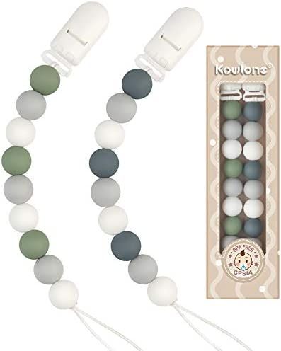 Pacifier Clip Boys Girls Paci Holder Silicone Teething Beads Teether Toys Binky Soothie Clip for Bab | Amazon (US)