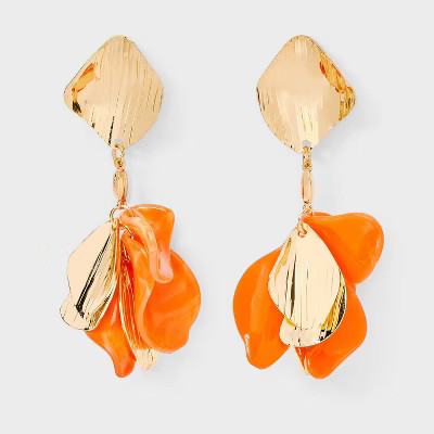 Linear Petal Earrings - A New Day™ Coral/Gold | Target