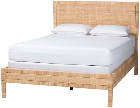 Bali & pari Kalimantan Natural Rattan Bed - Coastal Boho Style Bed Frame with Woven Detailing, Qu... | Amazon (US)