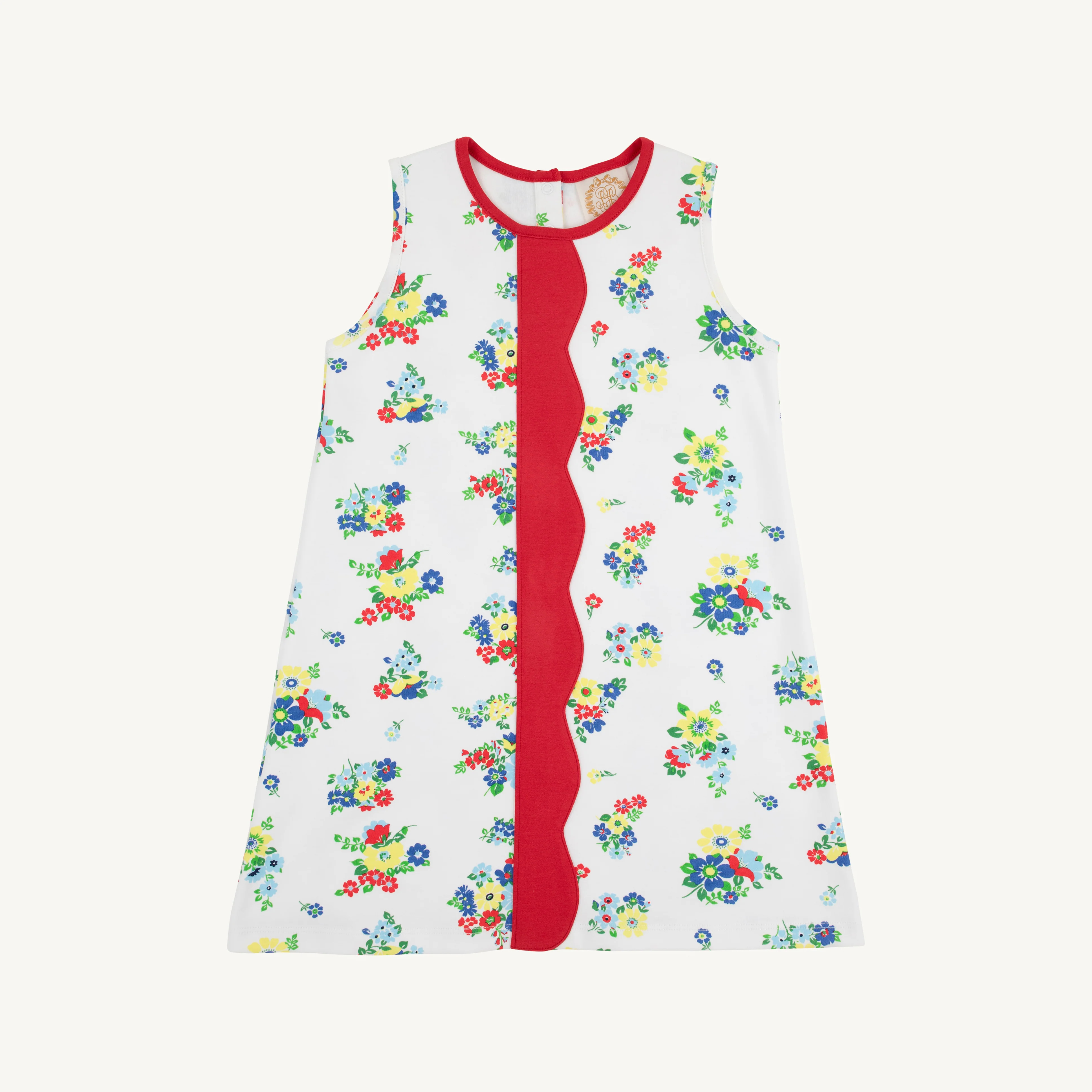 Daisy Dress - Biltmore Blooms (Buckhead Blue) with Richmond Red | The Beaufort Bonnet Company