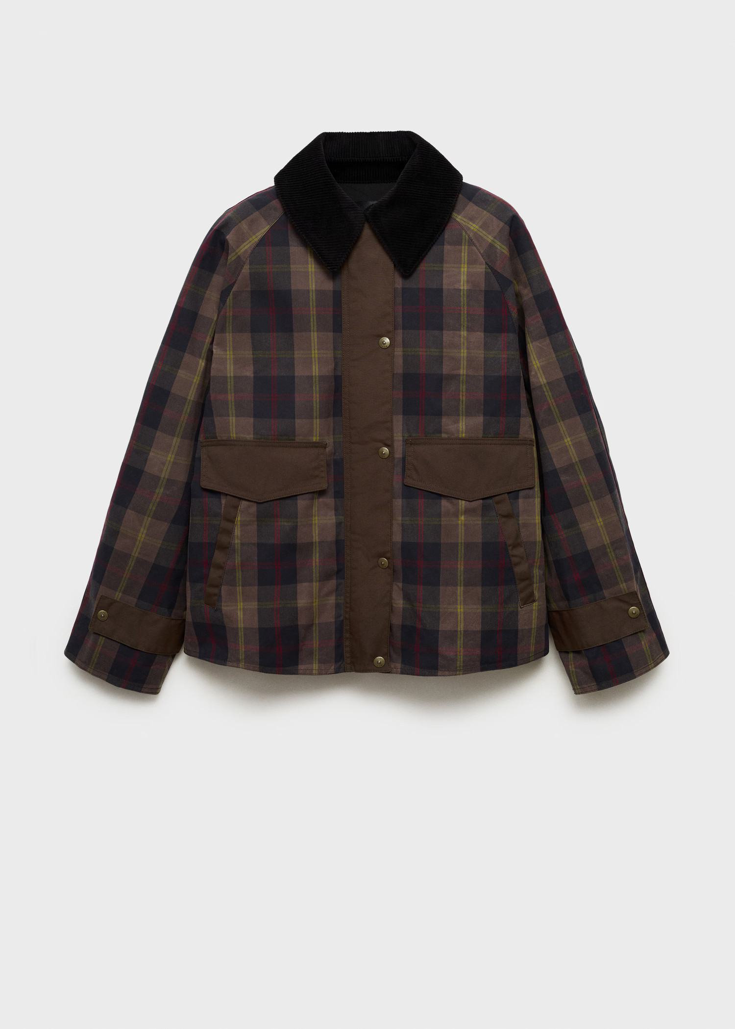 Checked barn jacket with contrasting collar | Mango (US/MX/AU)