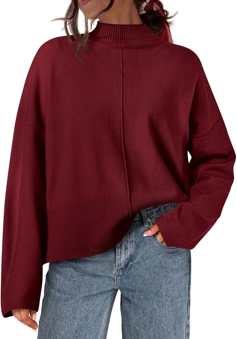 PRETTYGARDEN Womens Sweaters Fall 2024 Long Sleeve Ribbed Knit Pullover Loose Mock Neck Lightweig... | Amazon (US)