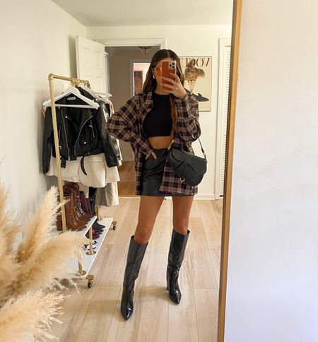 affordable fall outfit .. every piece is under $60

wearing size 6 in the flannel + crop, small in the leather skirt, and size 8 in the boots 

flannel outfit | boot outfit | fall style | edgy fall outfit | leather skirt outfit | autumn outfit | fall outfit ideas | lulus | Abercrombie | pretty little thing 

#LTKstyletip #LTKSeasonal #LTKfindsunder50