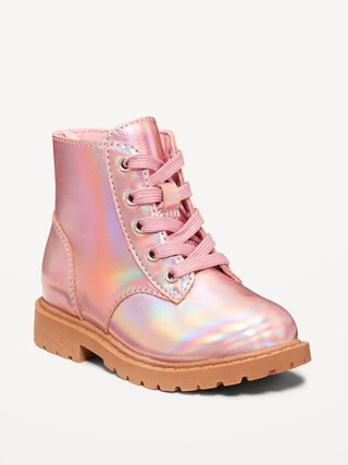 Shiny Faux-Leather Side-Zip Combat Boots for Toddler Girls | Old Navy (CA)