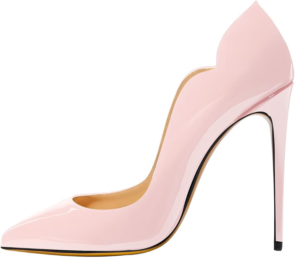 Qunvngutui Women's Pointed 4.7 Inch Wave Sexy Stilettos Large Size High Heels Party Party Work Sh... | Amazon (US)