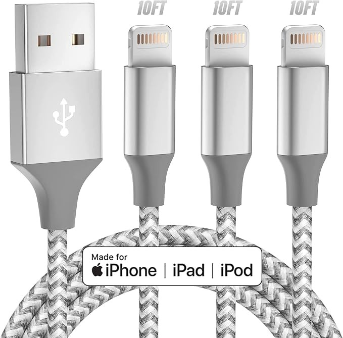 Bkayp Apple MFi Certified iPhone Charger 3pack 10FT Long Lightning Cable Fast Charging High Speed... | Amazon (CA)