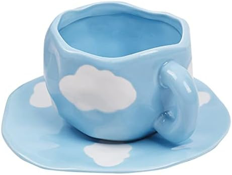 Koythin Ceramic Coffee Mug with Saucer Set, Cute Creative Cup Unique Irregular Design for Office ... | Amazon (US)