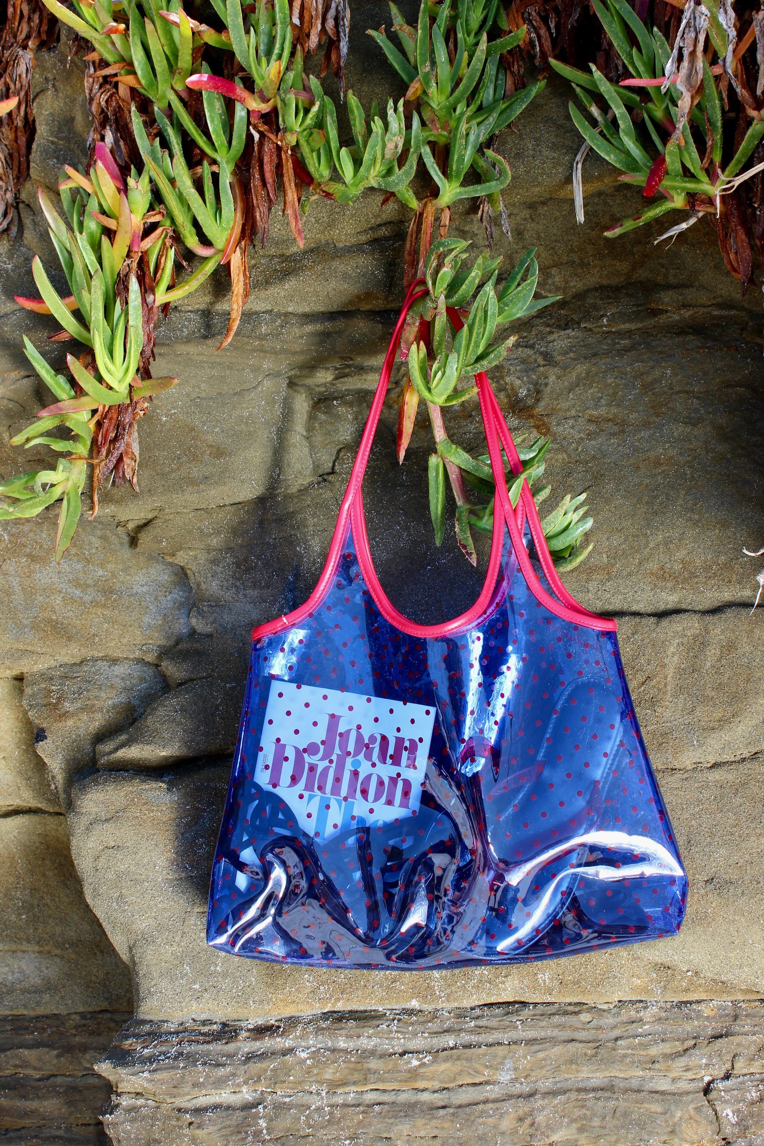 Daydreamer Polka Dot Jelly Tote in Blue | Clear Vinyl Tote Bag in Blueberry | Daydreamer