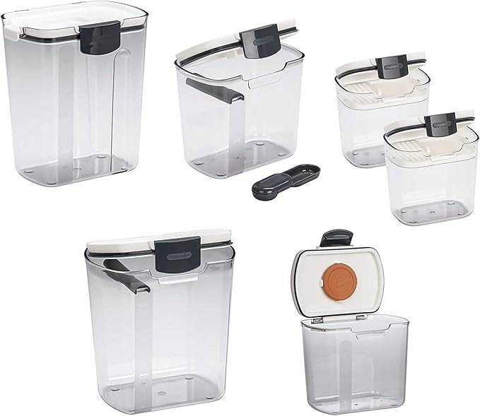 Progressive International 6-Piece White Plastic Storage Container Set | Food, Flour and Sugar Sto... | Amazon (US)