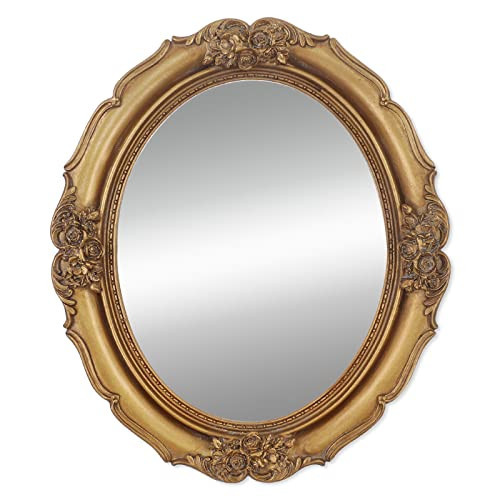 Vintage Gold Mirror,Wall Mounted Mirror, Vintage Style Oval Mirror, 10.5 by 12.5 inches, Gold | Amazon (US)