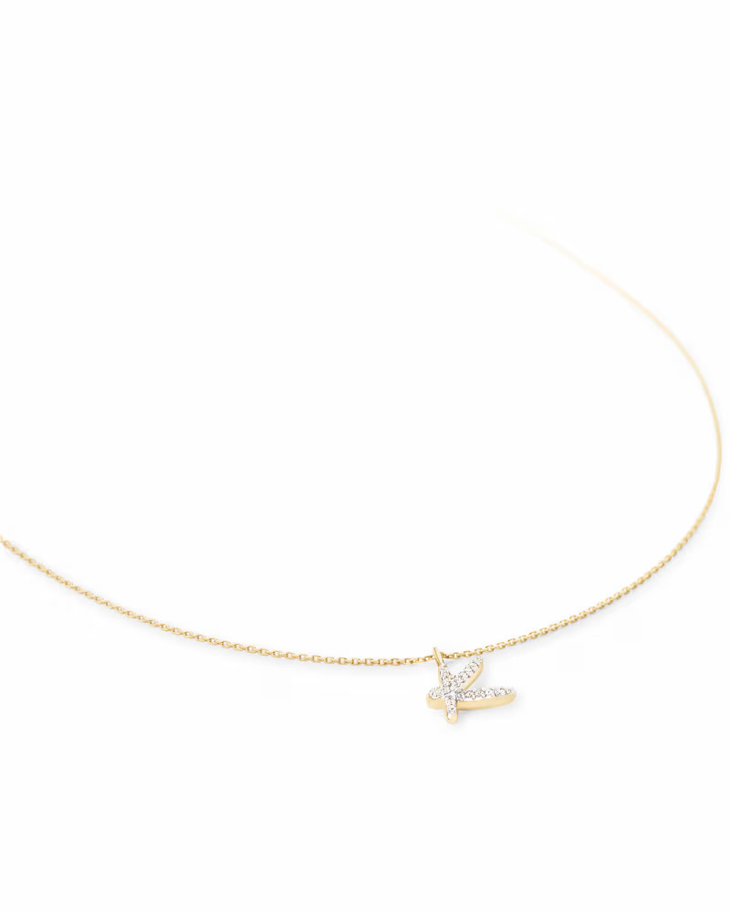 Diamond Letter A Pendant Necklace in 14K Yellow Gold | Kendra Scott | Kendra Scott