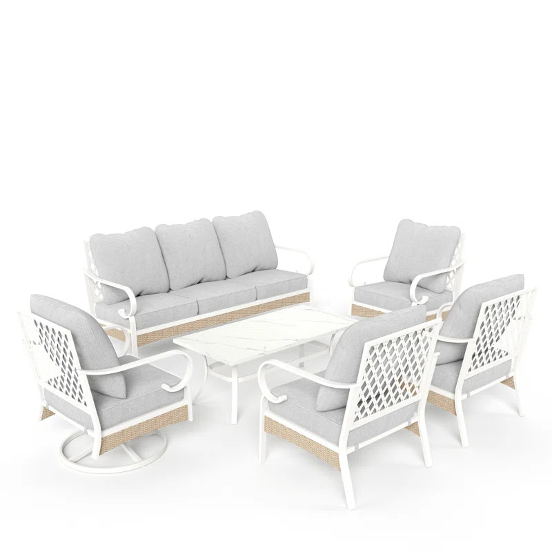 Tapasi 7 - Person Outdoor Patio Conversation Set with 2 Swivel Lounge Chairs | Wayfair North America