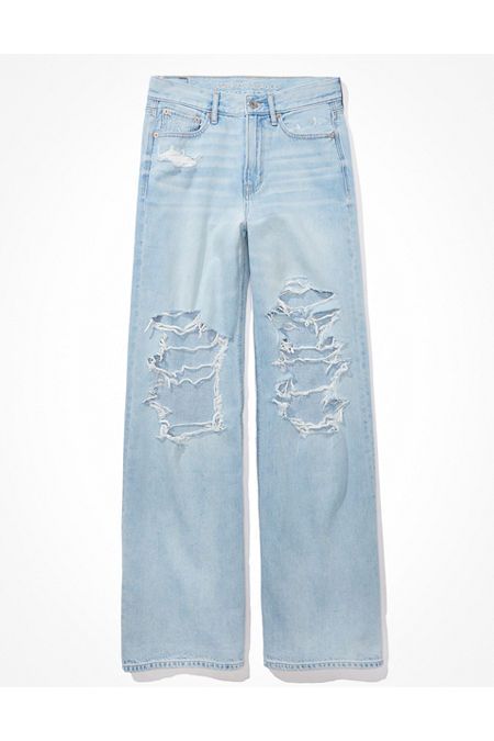 AE Dreamy Drape Ripped Super High-Waisted Baggy Wide-Leg Jean | American Eagle Outfitters (US & CA)