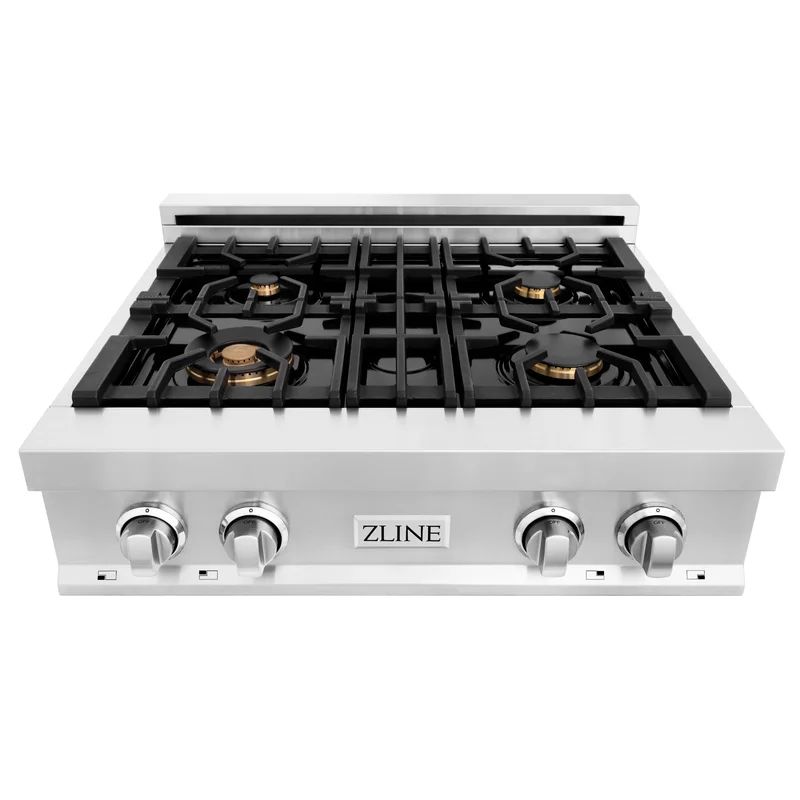 DuraSnow® Stainless Steel 30" Gas Cooktop with 4 Brass Burners | Wayfair North America