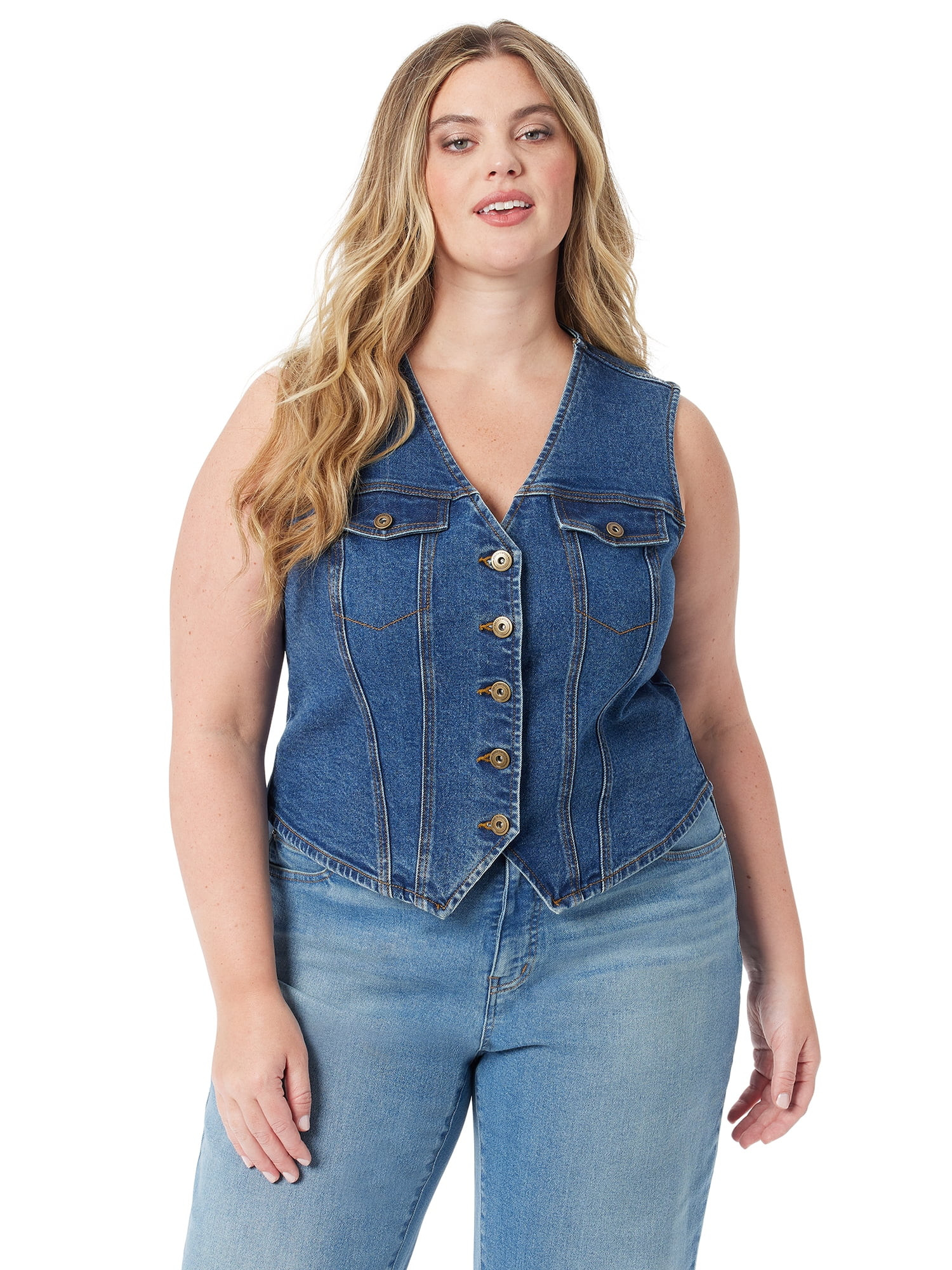 Jessica Simpson Women's and Women's Plus Denim Vest, Sizes XS-5X | Walmart (US)