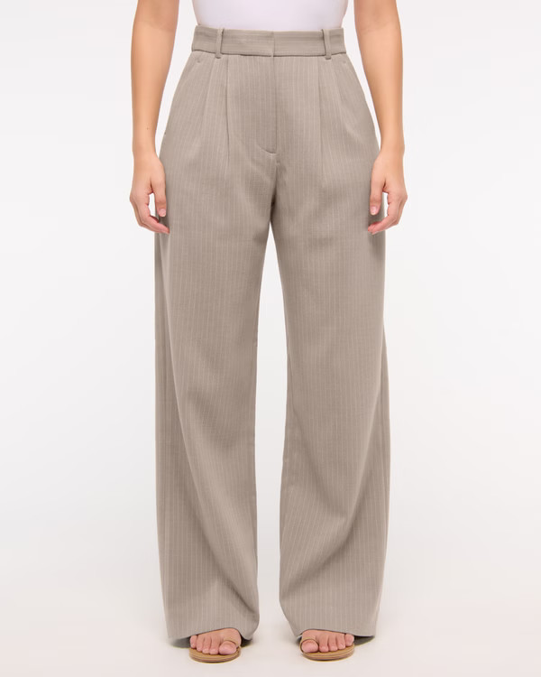 Women's Curve Love A&F Sloane Tailored Wide Leg Pant | Women's Bottoms | Abercrombie.com | Abercrombie & Fitch (US)
