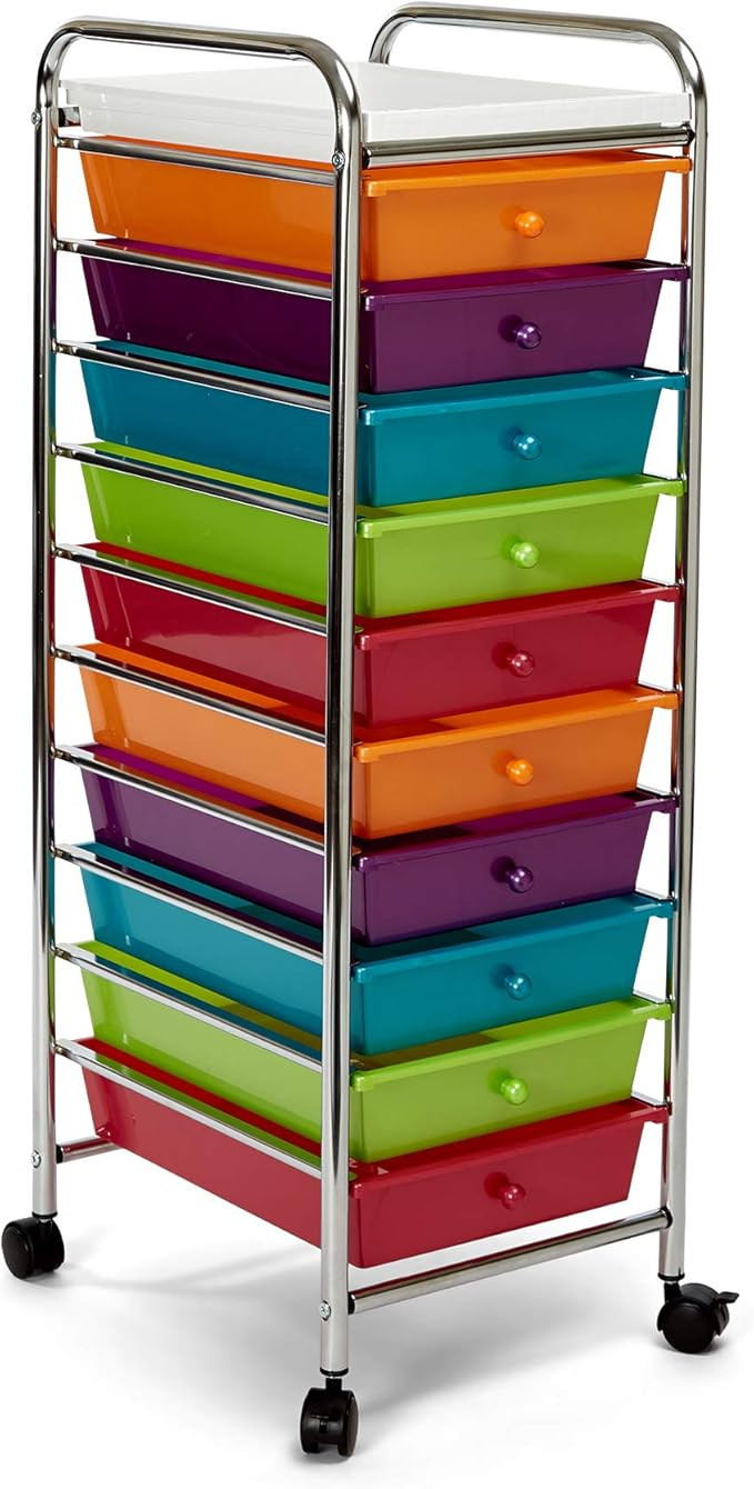 Seville Classics 10-Drawer Multipurpose Mobile Rolling Utility Storage Organizer with Tray Cart, ... | Amazon (US)