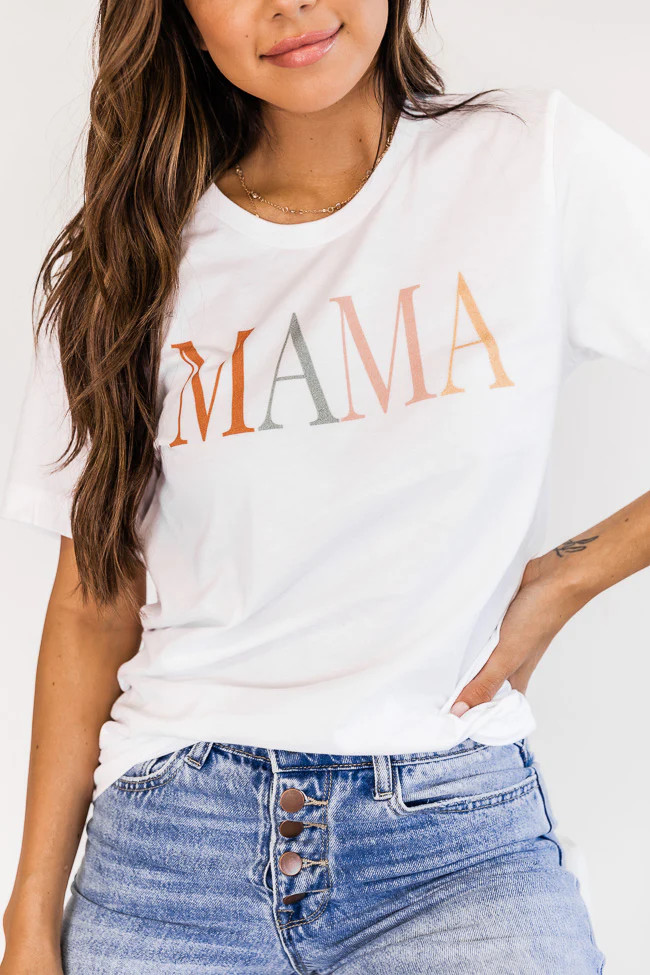Mama Vintage Multi White Graphic Tee | Pink Lily